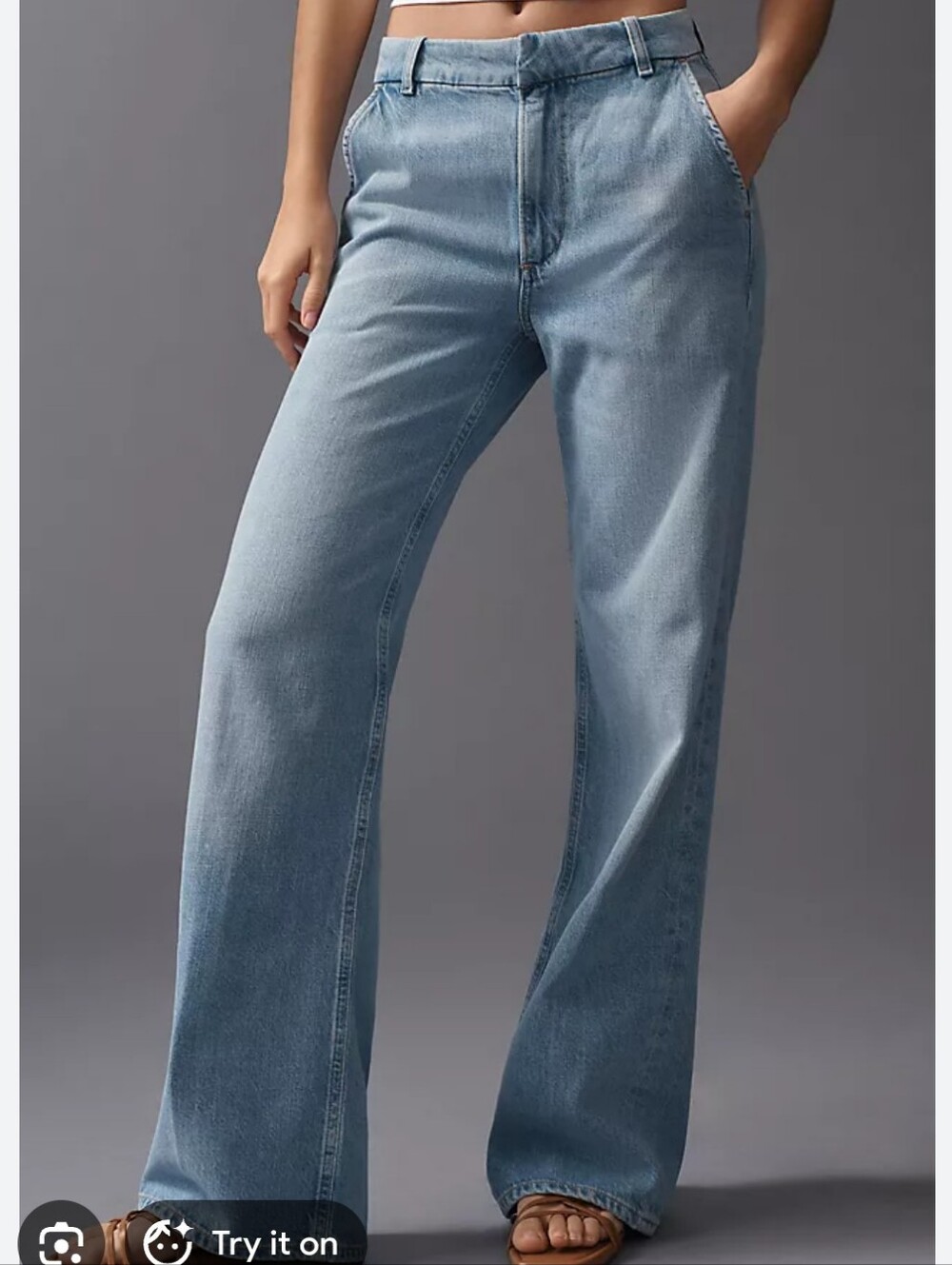 Anthropologie Light Wash Wide-Leg Denim Jeans